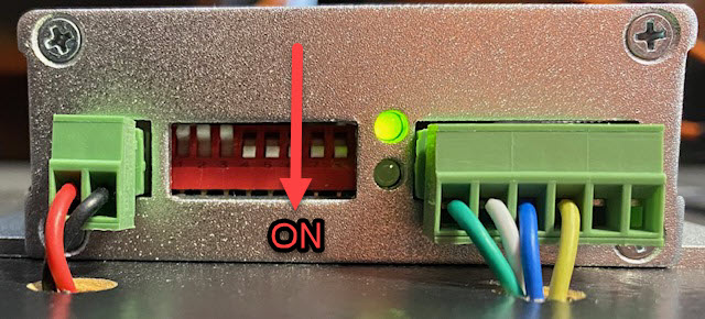 Transceiver side view showing DIP switch position